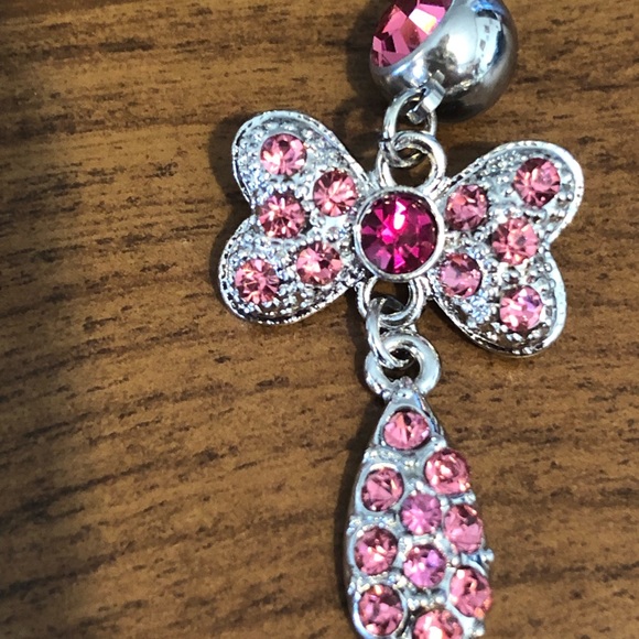 Ribbon with water drop belly button ring - Picture 2 of 3